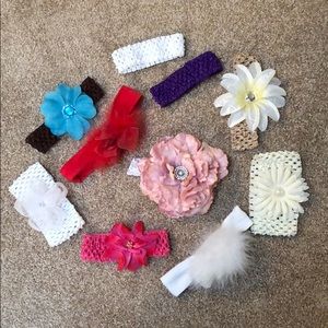 Handmade Little Girl Headbands With Bows Set